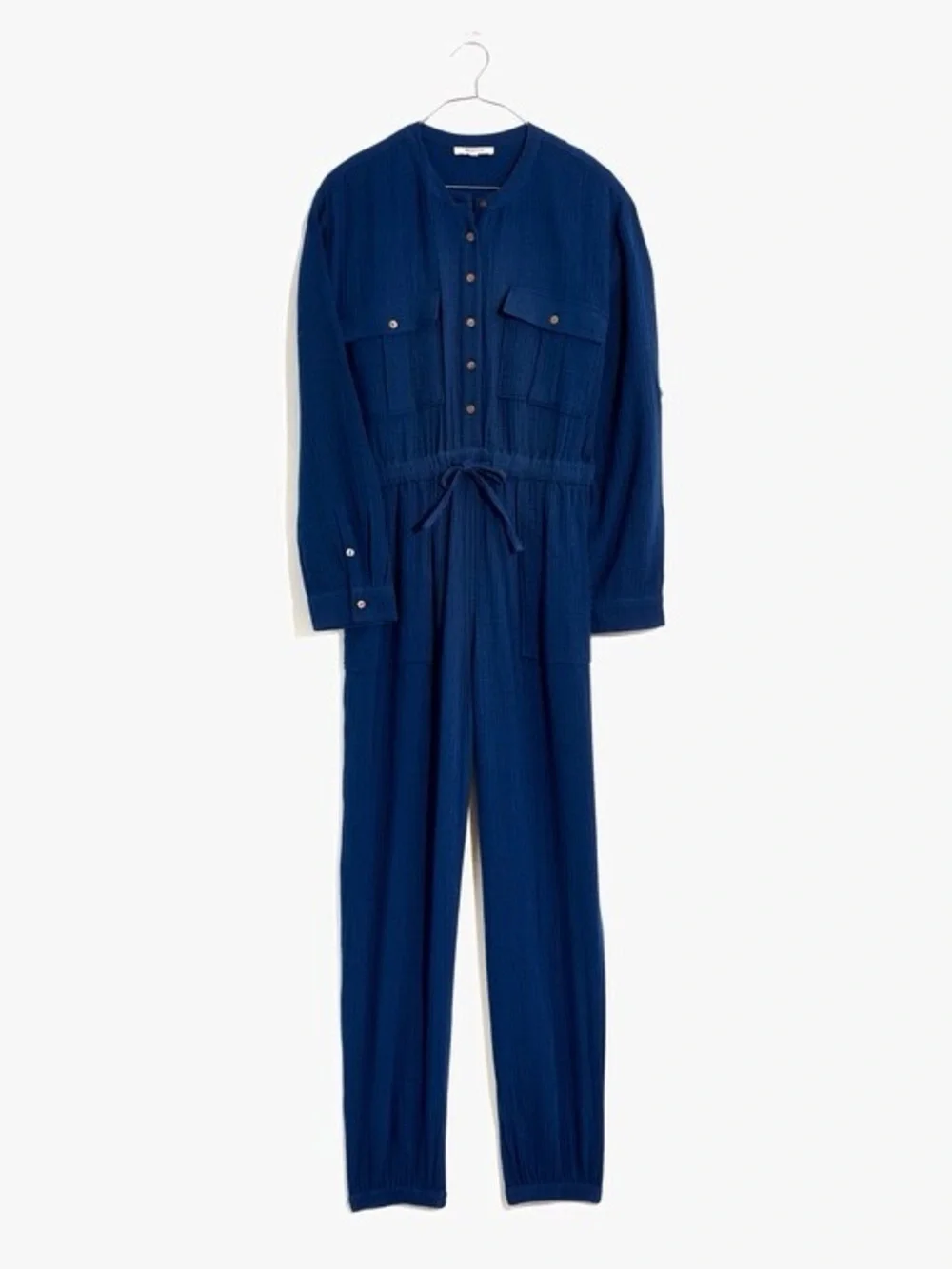 NWT Madewell‎ Lightspun Tapered Leg Coastal Blue Gauze Cotton Jumpsuit